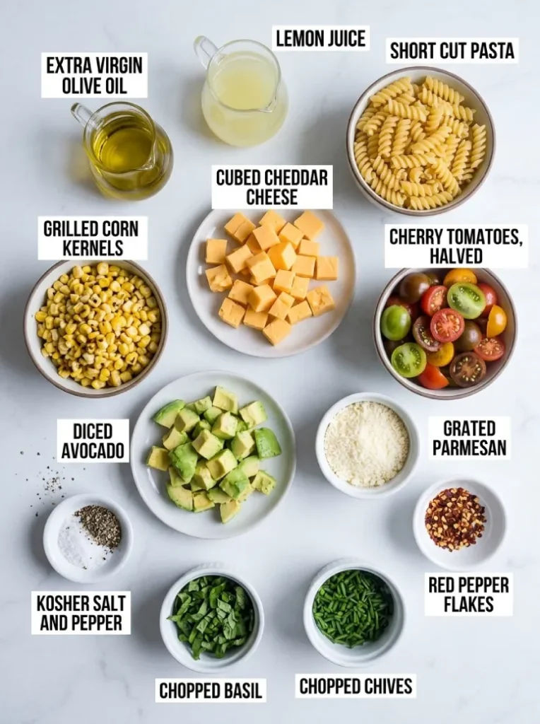 grilled corn avocado pasta salad
