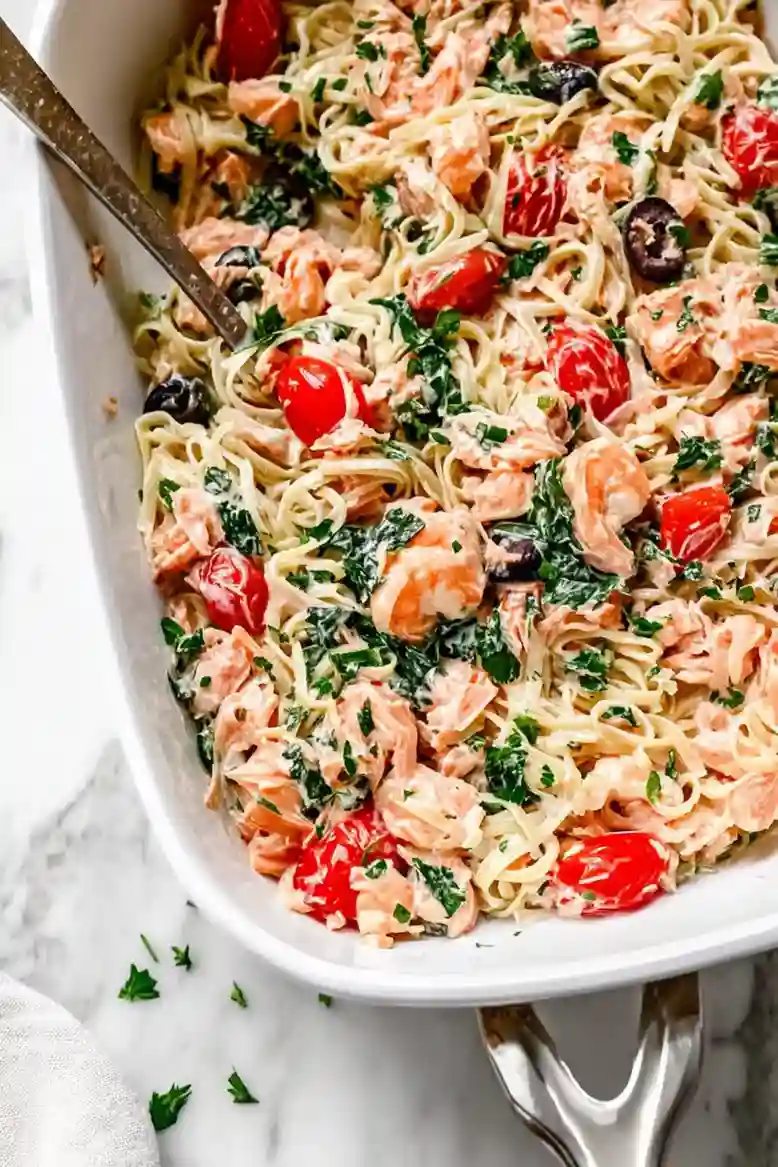 Easy Creamy Salmon Pasta Bake - 1