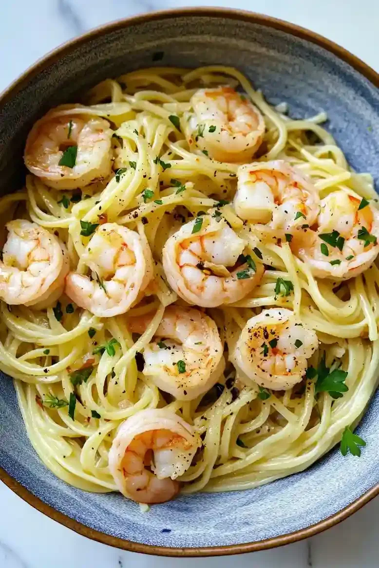 Quick Shrimp Aglio e Olio Pasta - 1