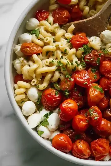 Roasted Tomato Caprese Pasta Salad