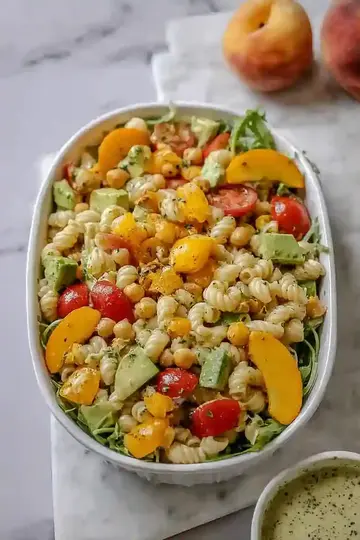 Vibrant Arugula Peach Pasta Salad