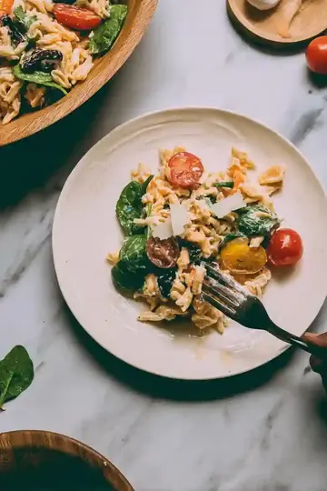 Warm Roasted Tomato Pasta Salad