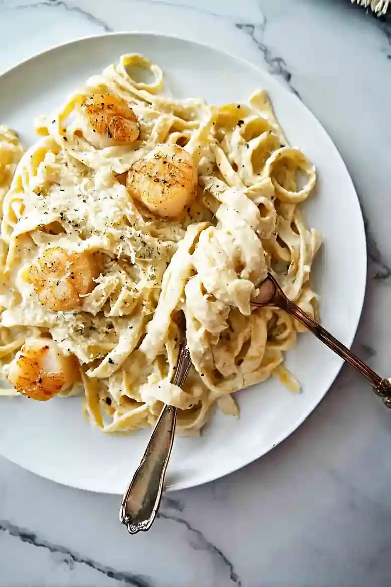 Creamy Fettuccine Alfredo With Scallops - 2
