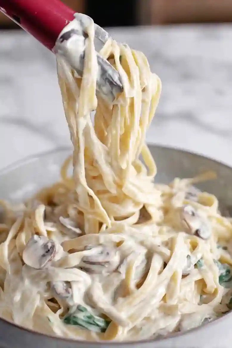 Creamy Fettuccine Mushroom Alfredo - 2