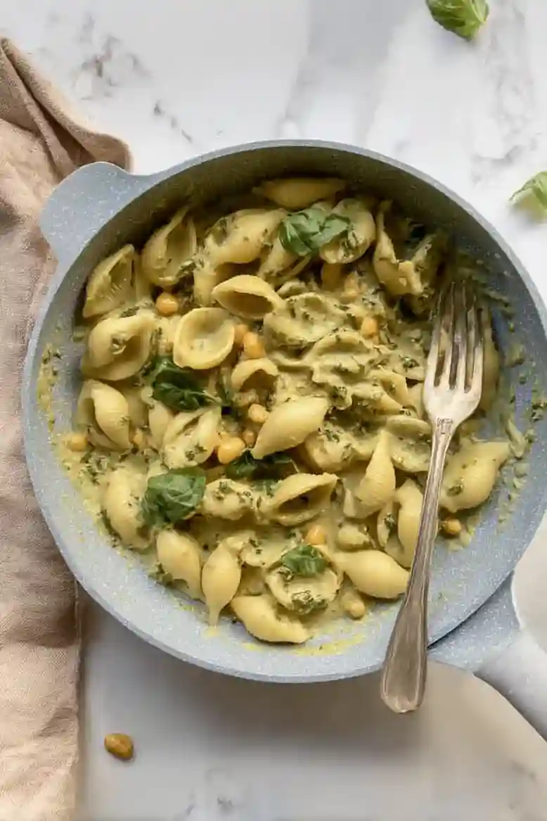 Easy Pesto Alfredo Pasta Shells - 2