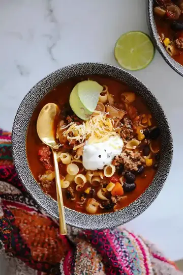 Hearty Taco Pasta Soup Recipe