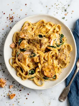 Creamy Cajun Salmon Fettuccine