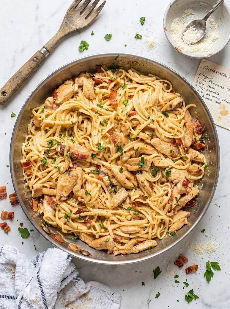 Creamy Chicken Carbonara Recipe - 1