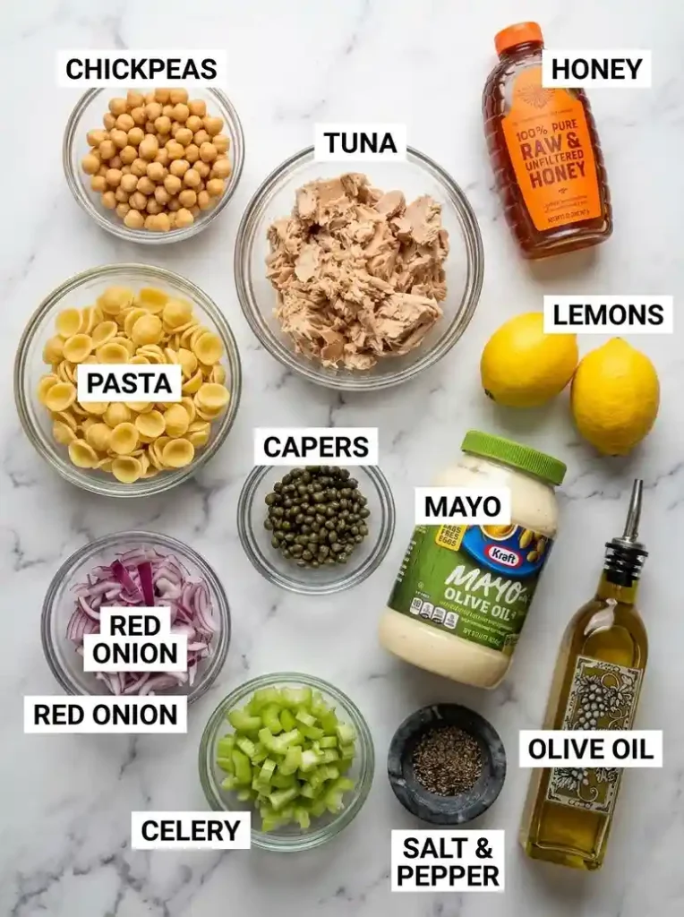 Creamy Chickpea Tuna Pasta Salad