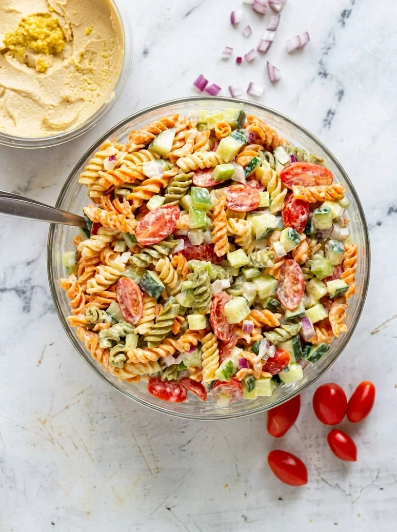 Creamy Garlic Hummus Pasta Salad - 2
