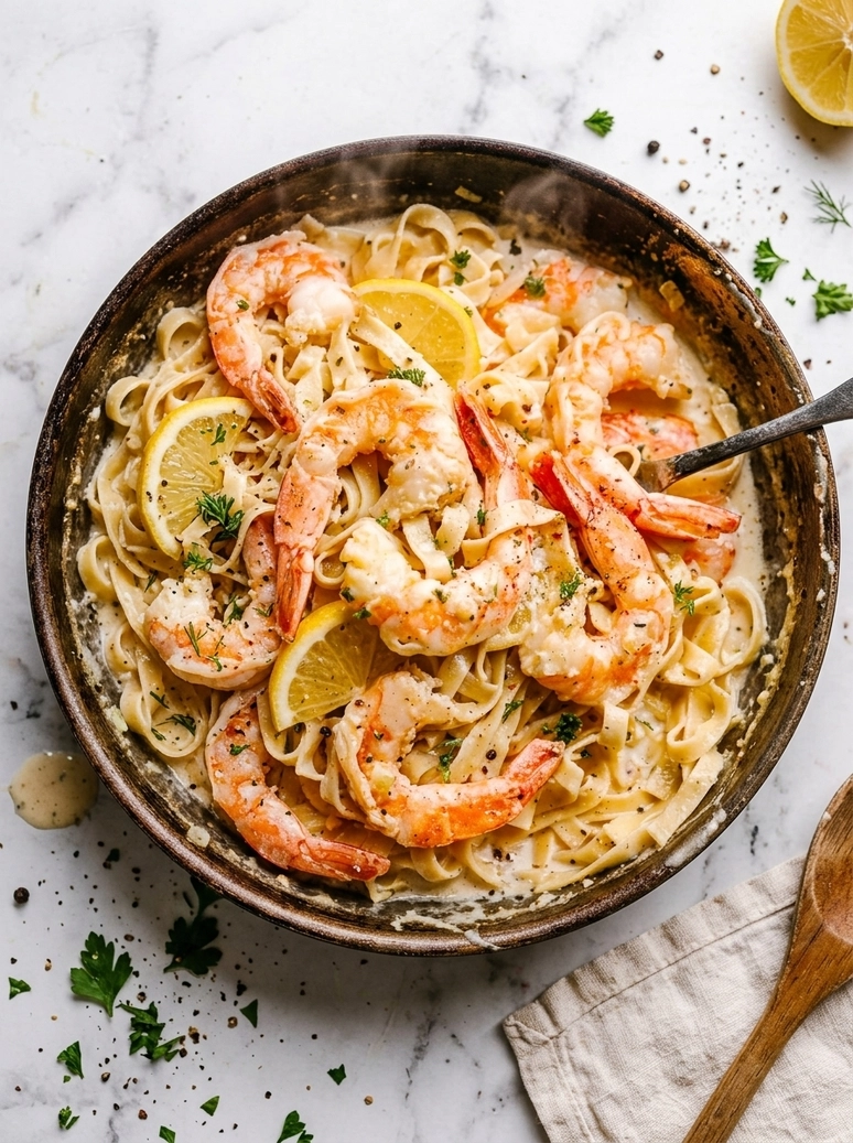 Creamy Shrimp Alfredo Fettuccine - 2