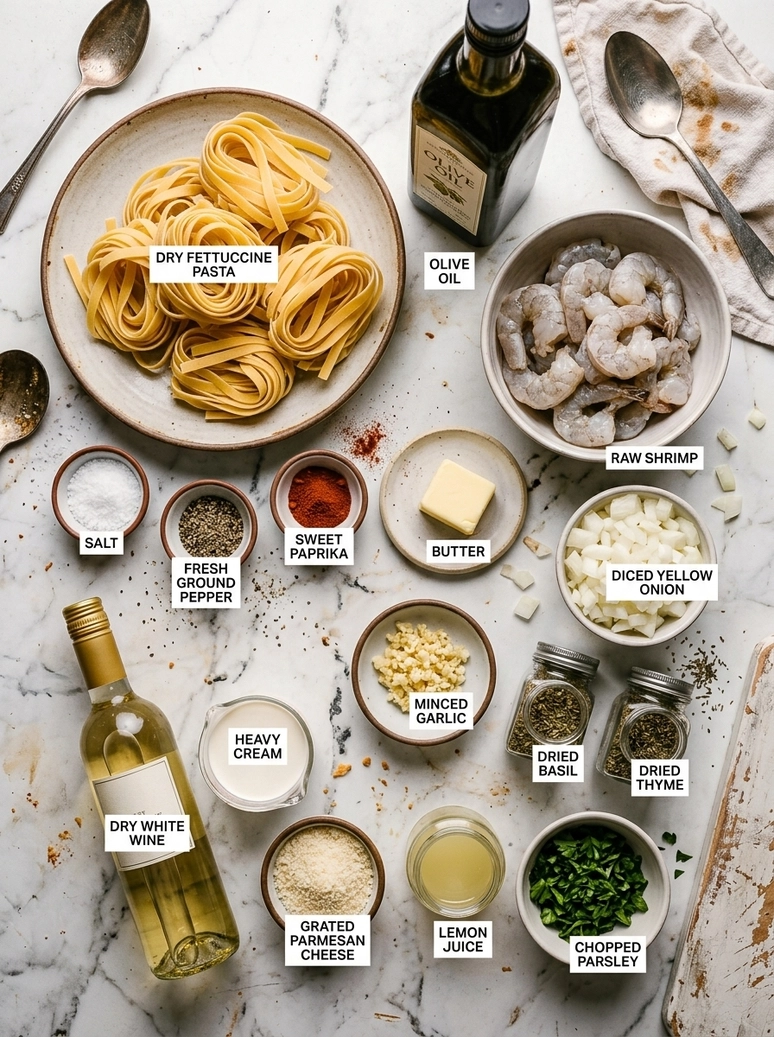 Creamy Shrimp Alfredo Fettuccine - 1