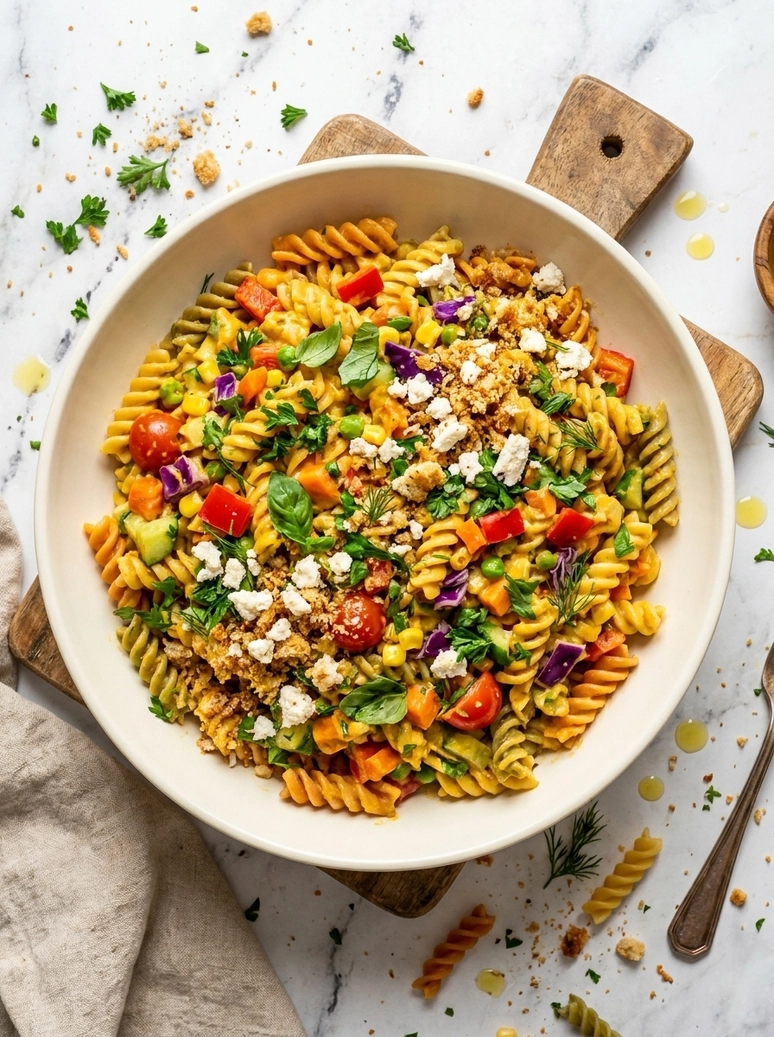 Vegan Rainbow Pasta Salad Recipe - 1
